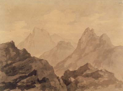 قمم الجبال (دراسة الجبل) ، ج .1780 (الجرافيت مع غسل البني والرمادي على الورق) بواسطة ألكسندر كوزينز